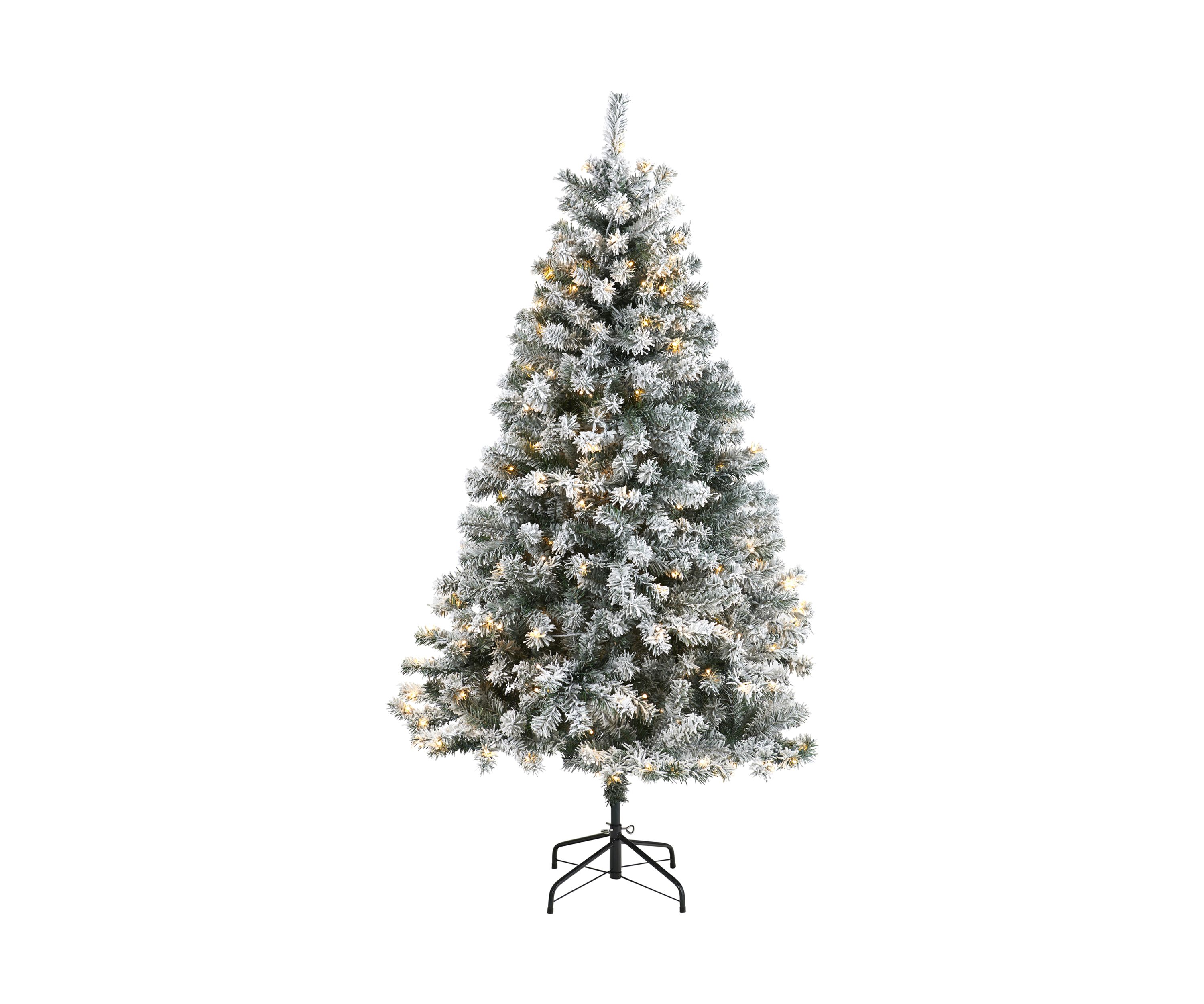 6 Foot Flocked Rock Springs Spruce Artificial Christmas Tree with 250 Clear LED Lights