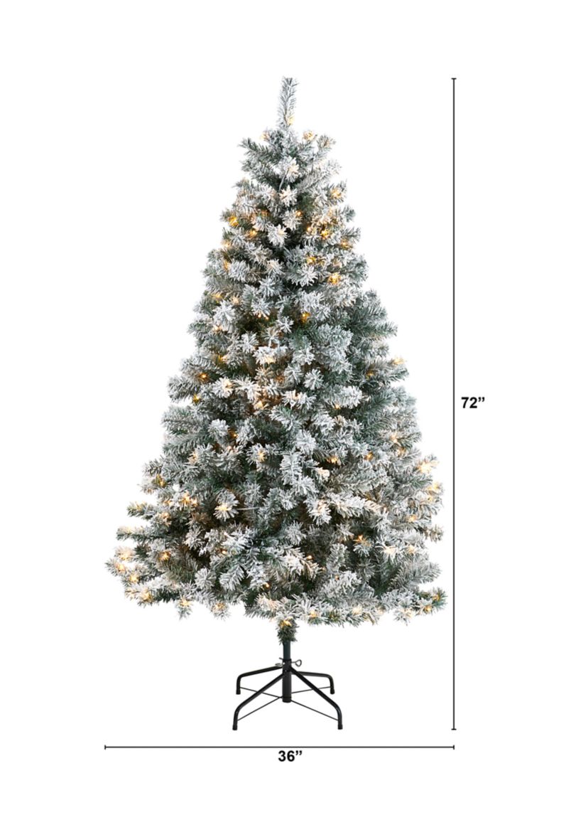 6 Foot Flocked Rock Springs Spruce Artificial Christmas Tree with 250 Clear LED Lights