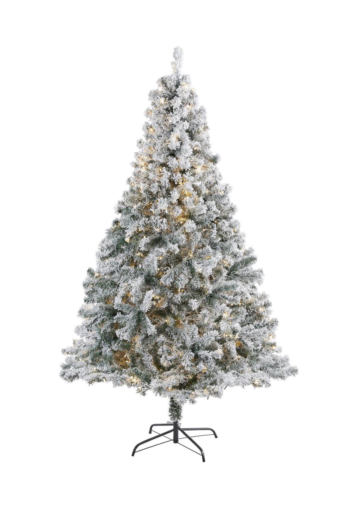 7 Foot Flocked Rock Springs Spruce Artificial Christmas Tree with 350 Clear LED Lights and 800 Bendable Branches
