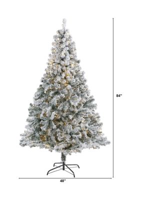Foot Flocked Rock Springs Spruce Artificial Christmas Tree with Clear LED Lights and Bendable Branches