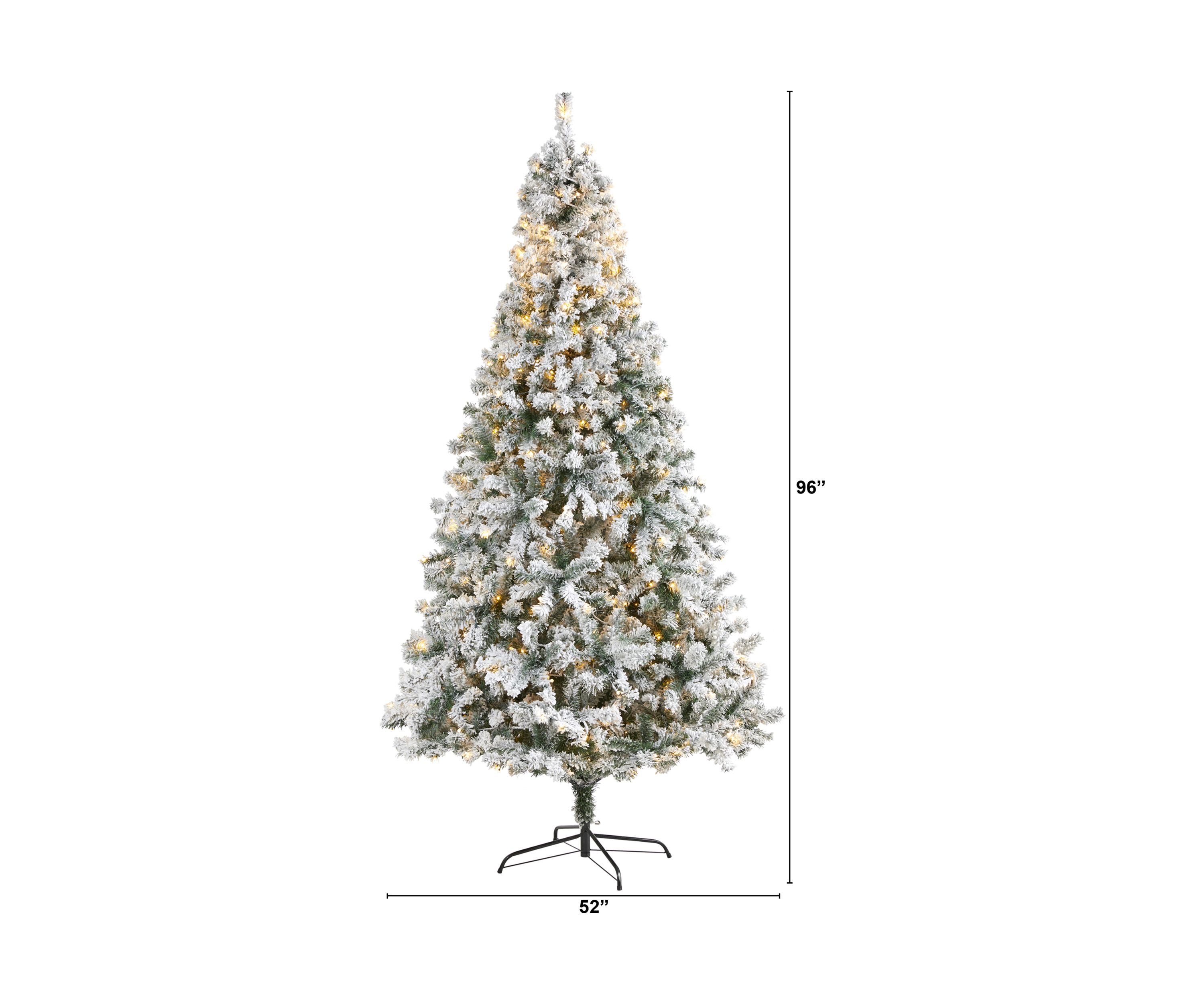 8 Foot Flocked Rock Springs Spruce Artificial Christmas Tree with 500 Clear LED Lights and 1186 Bendable Branches
