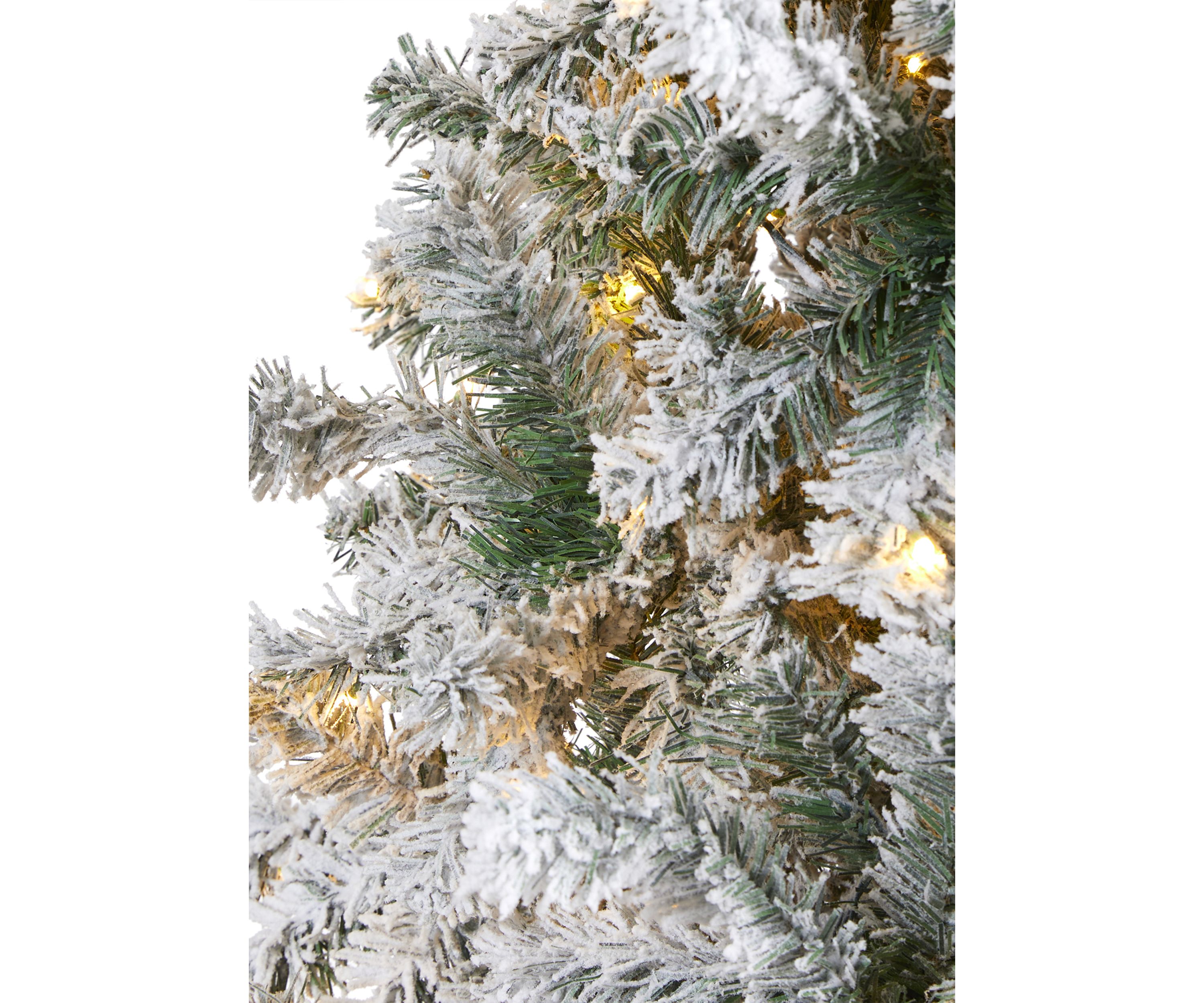 8 Foot Flocked Rock Springs Spruce Artificial Christmas Tree with 500 Clear LED Lights and 1186 Bendable Branches