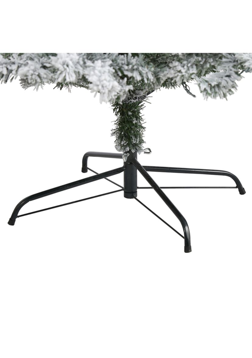 8 Foot Flocked Rock Springs Spruce Artificial Christmas Tree with 500 Clear LED Lights and 1186 Bendable Branches