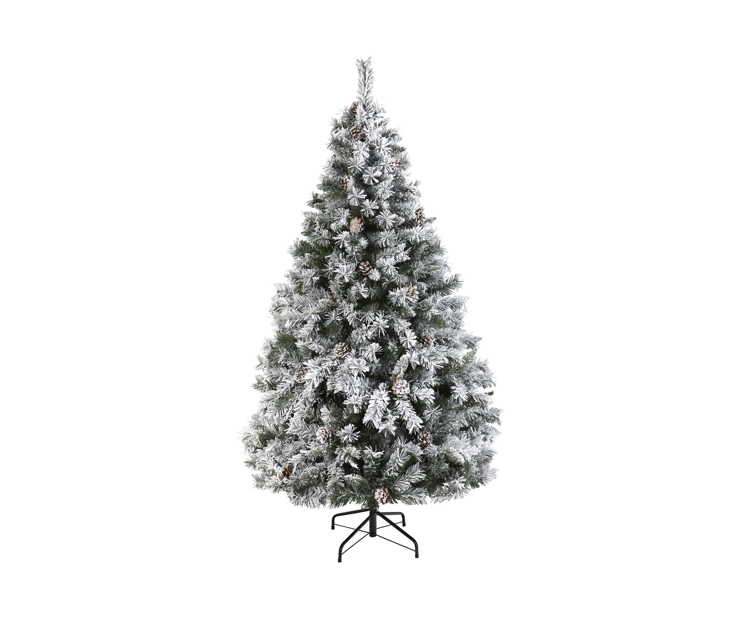 6 Foot Flocked White River Mountain Pine Artificial Christmas Tree with Pinecones