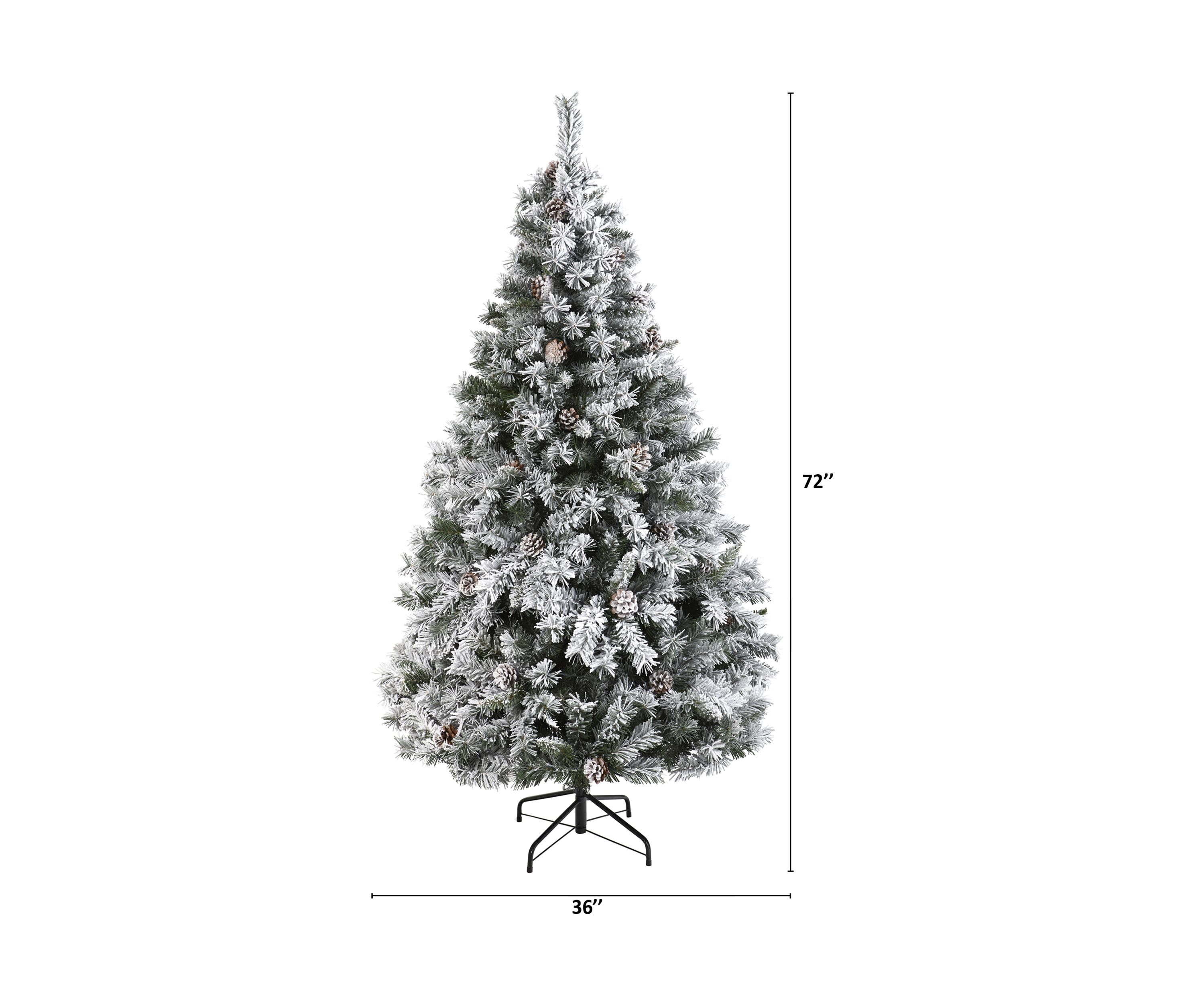 6 Foot Flocked White River Mountain Pine Artificial Christmas Tree with Pinecones