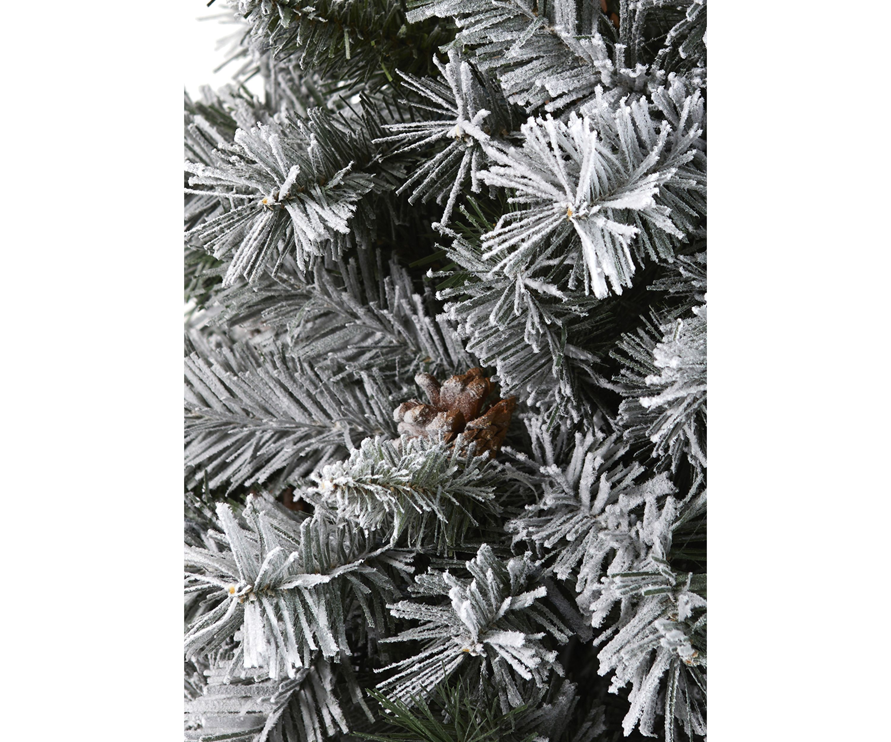 6 Foot Flocked White River Mountain Pine Artificial Christmas Tree with Pinecones