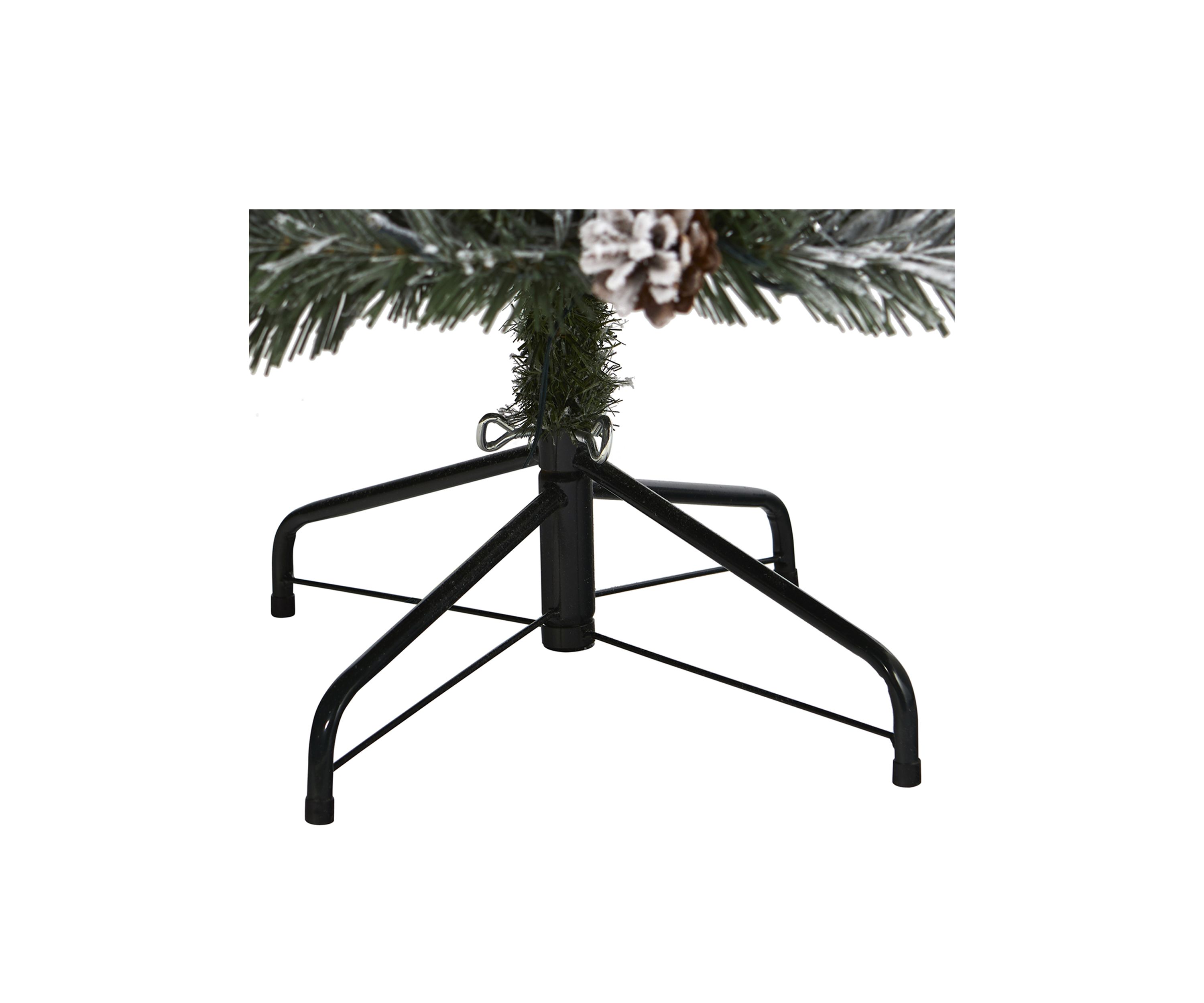 6 Foot Flocked White River Mountain Pine Artificial Christmas Tree with Pinecones
