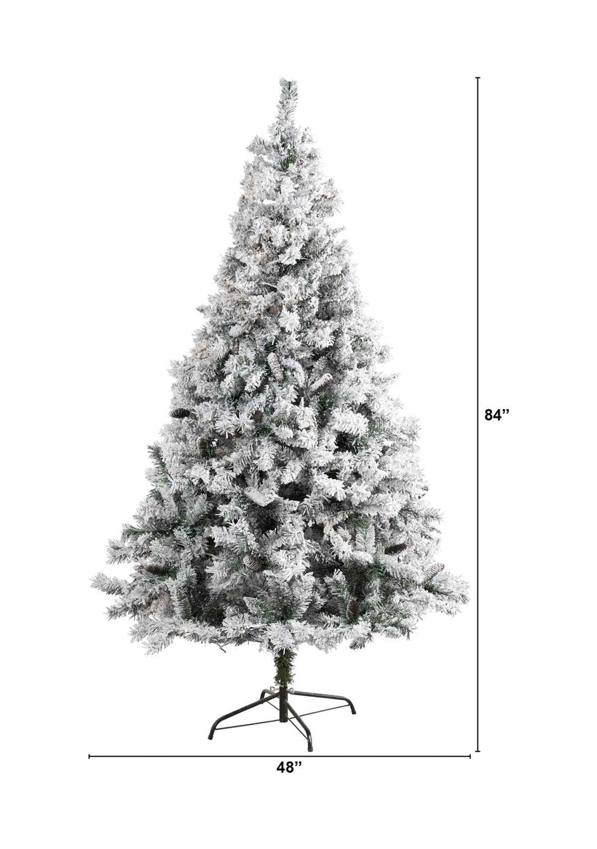 7 Foot Flocked White River Mountain Pine Artificial Christmas Tree with Pinecones