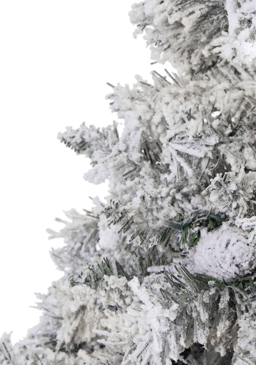 7 Foot Flocked White River Mountain Pine Artificial Christmas Tree with Pinecones