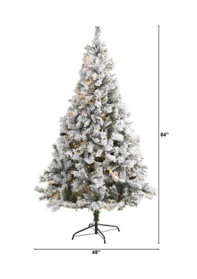 7 Foot Flocked White River Mountain Pine Artificial Christmas Tree with Pinecones and 350 LED Lights