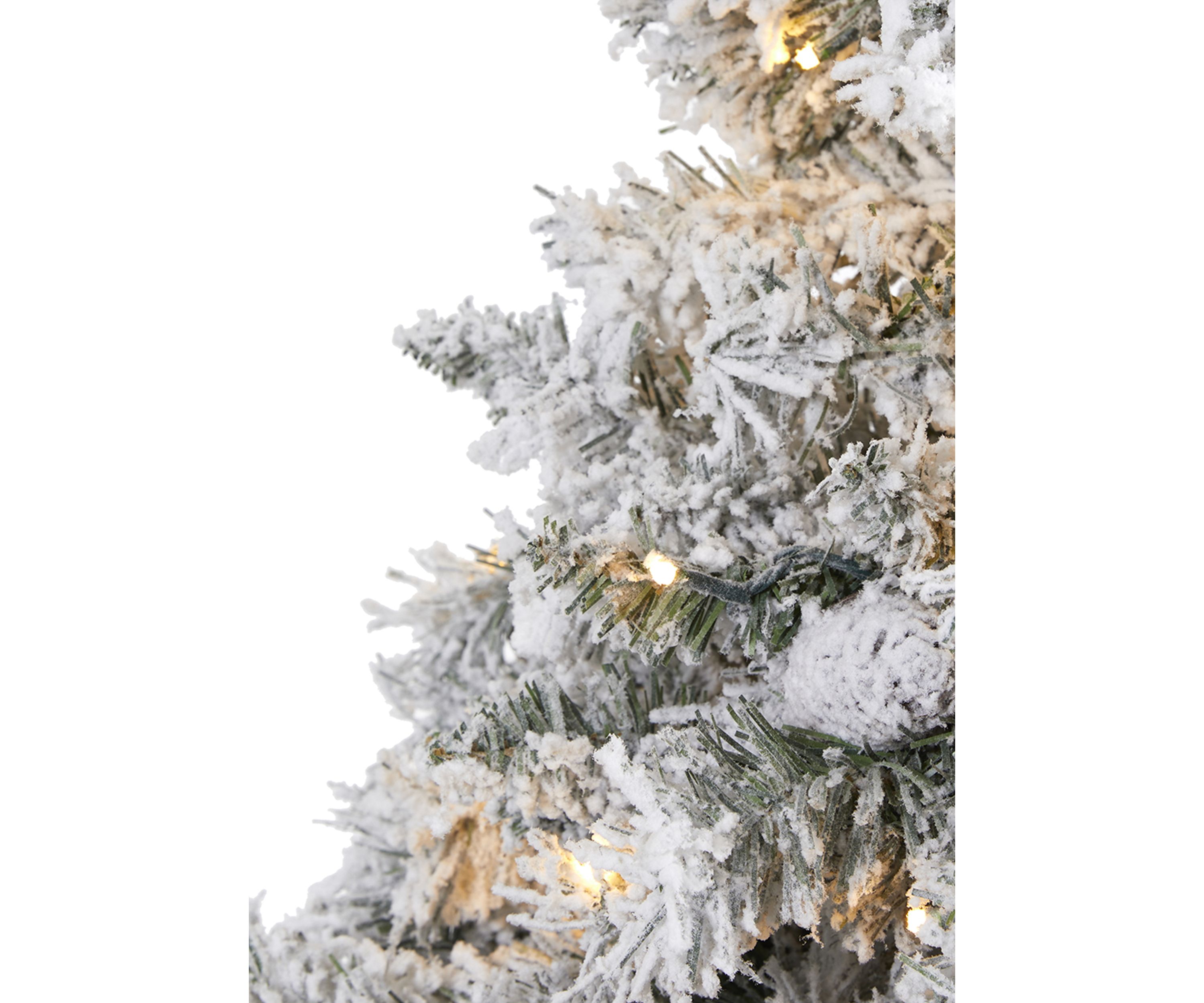 7 Foot Flocked White River Mountain Pine Artificial Christmas Tree with Pinecones and 350 LED Lights