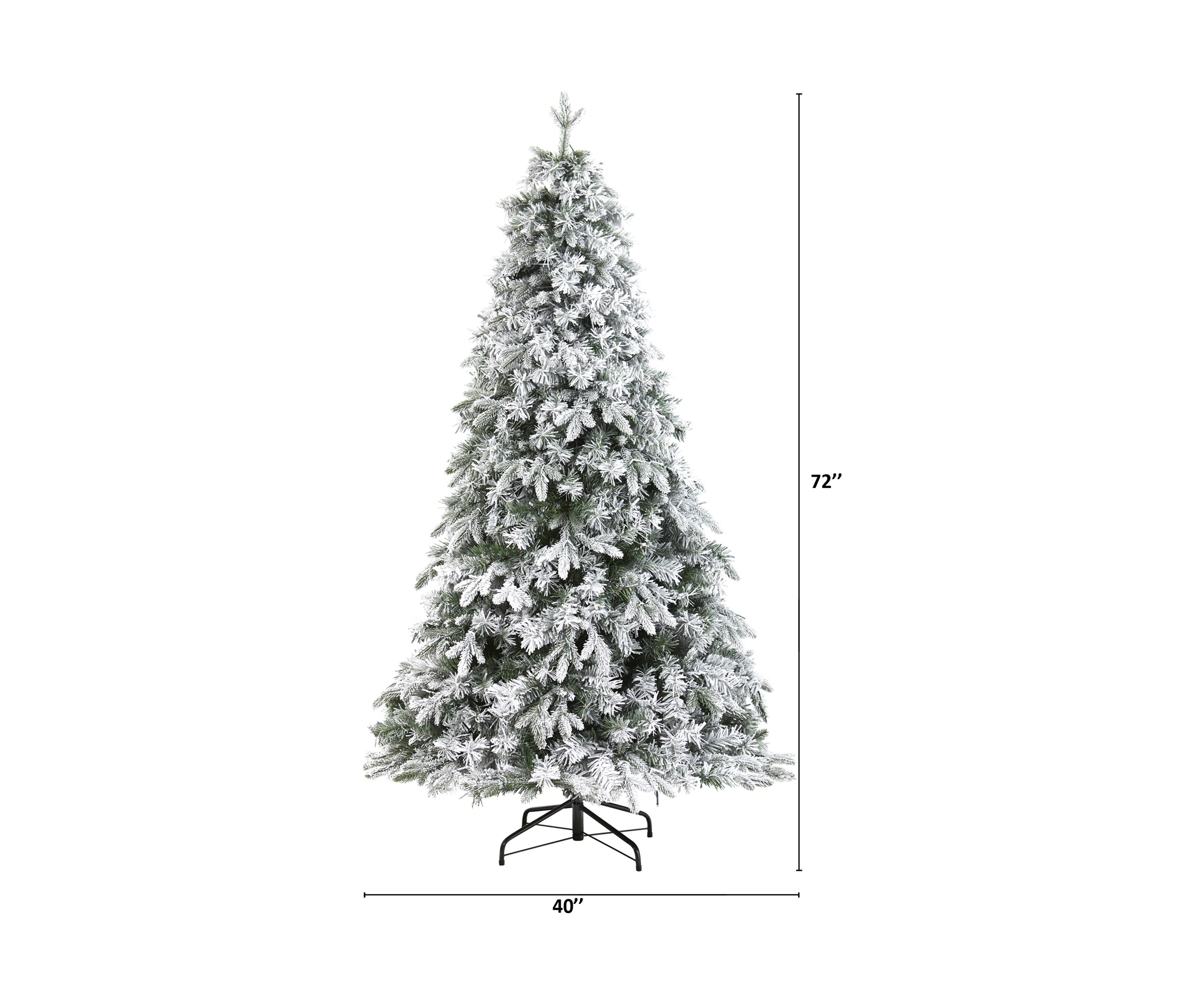 6 Foot Flocked Vermont Mixed Pine Artificial Christmas Tree with 300 Clear LED Lights
