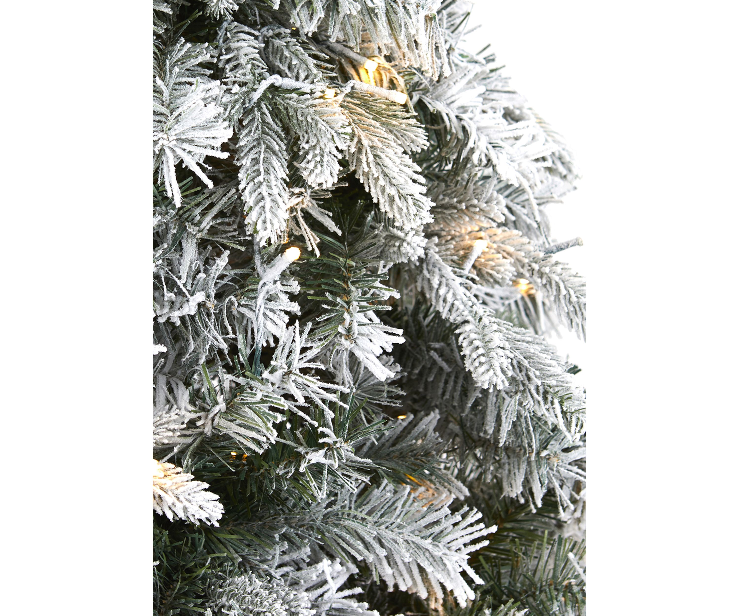 6 Foot Flocked Vermont Mixed Pine Artificial Christmas Tree with 300 Clear LED Lights