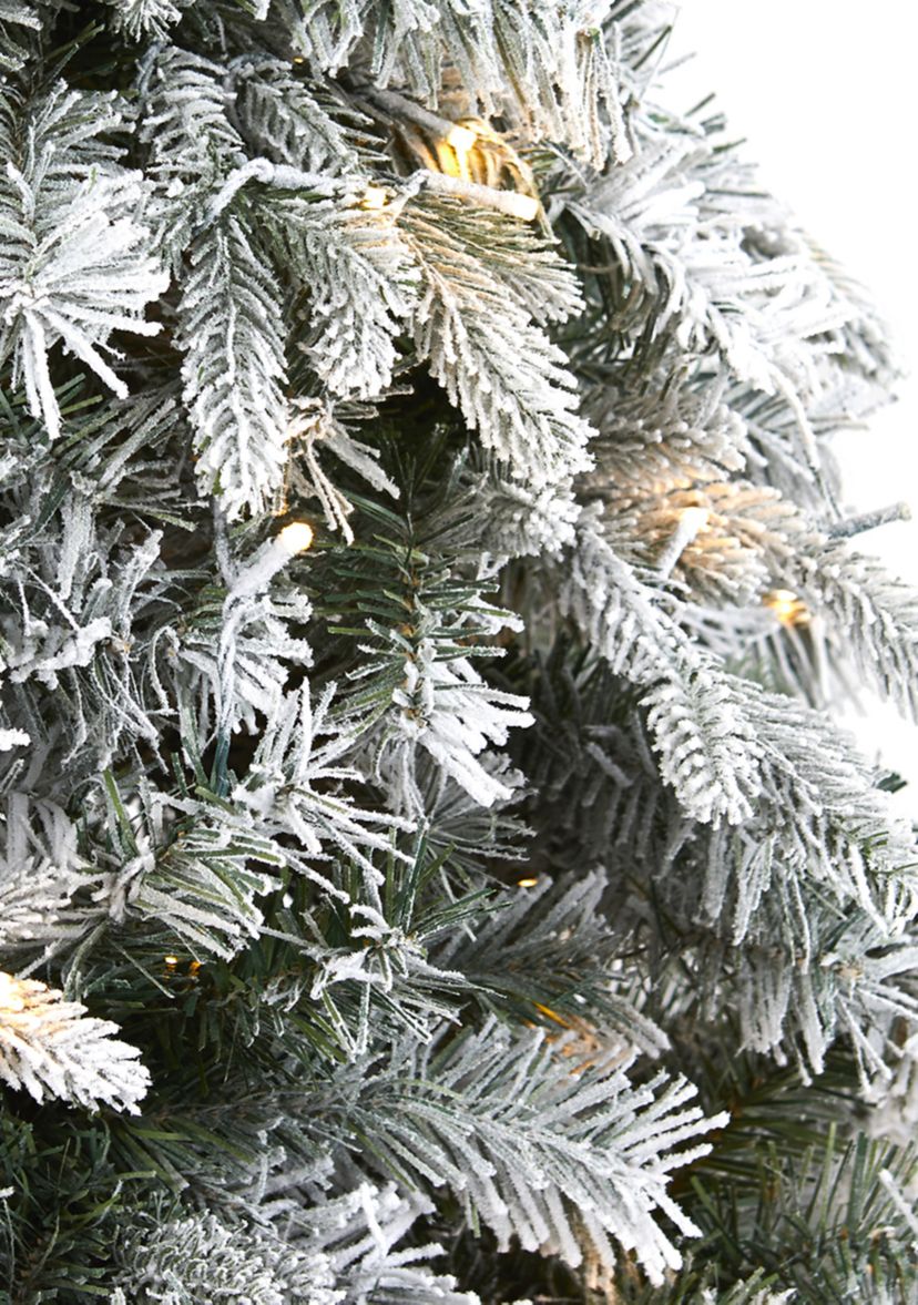 6 Foot Flocked Vermont Mixed Pine Artificial Christmas Tree with 300 Clear LED Lights