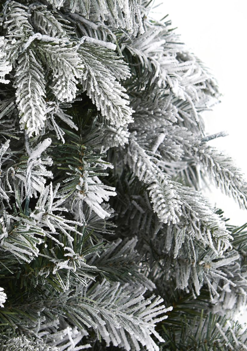 6 Foot Flocked Vermont Mixed Pine Artificial Christmas Tree with 300 Clear LED Lights
