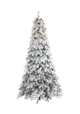 8 Foot Flocked Vermont Mixed Pine Artificial Christmas Tree with 600 LED Lights