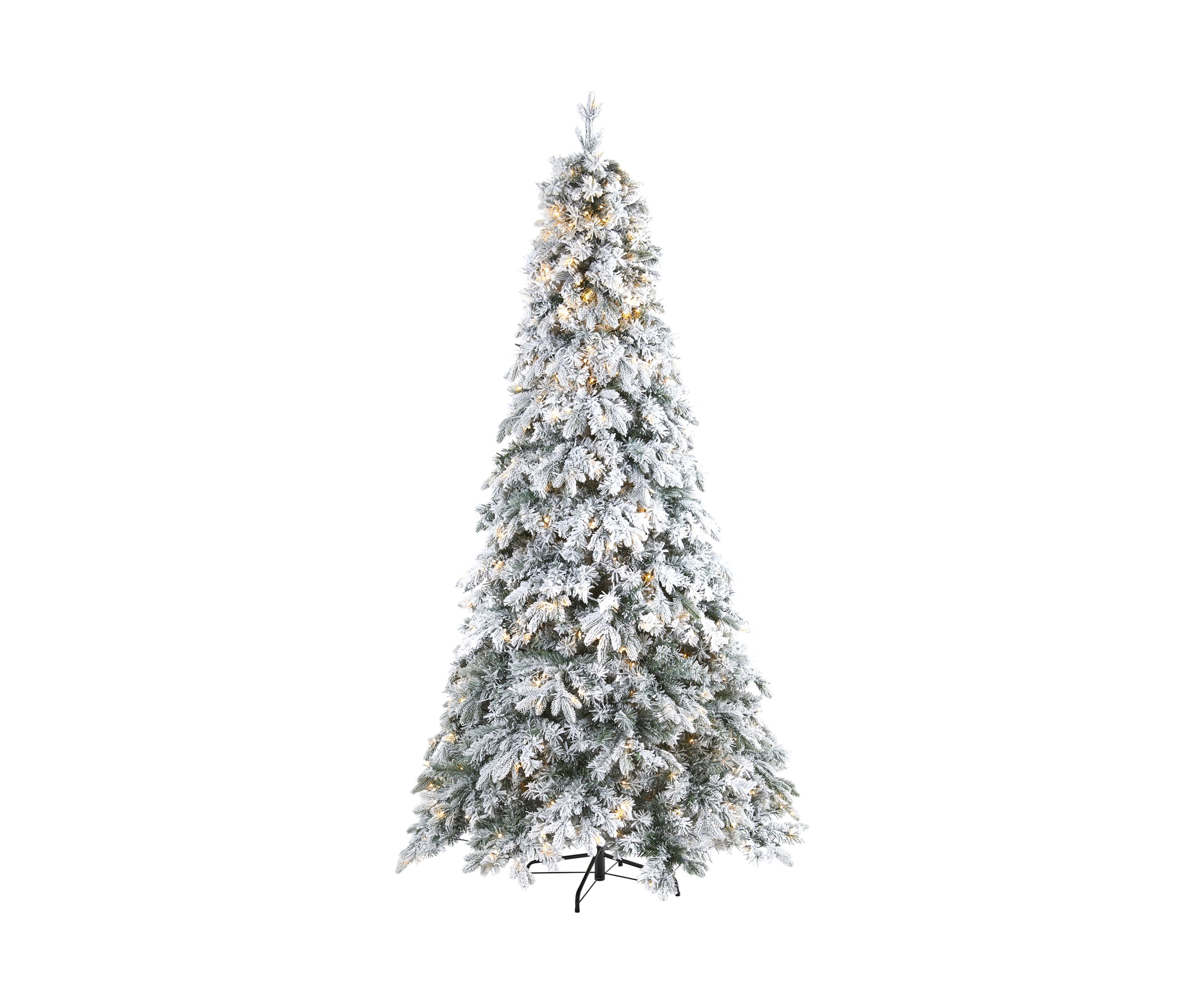 8 Foot Flocked Vermont Mixed Pine Artificial Christmas Tree with 600 LED Lights