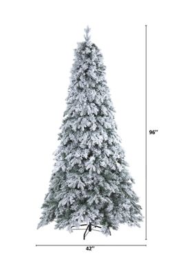 8 Foot Flocked Vermont Mixed Pine Artificial Christmas Tree with 600 LED Lights