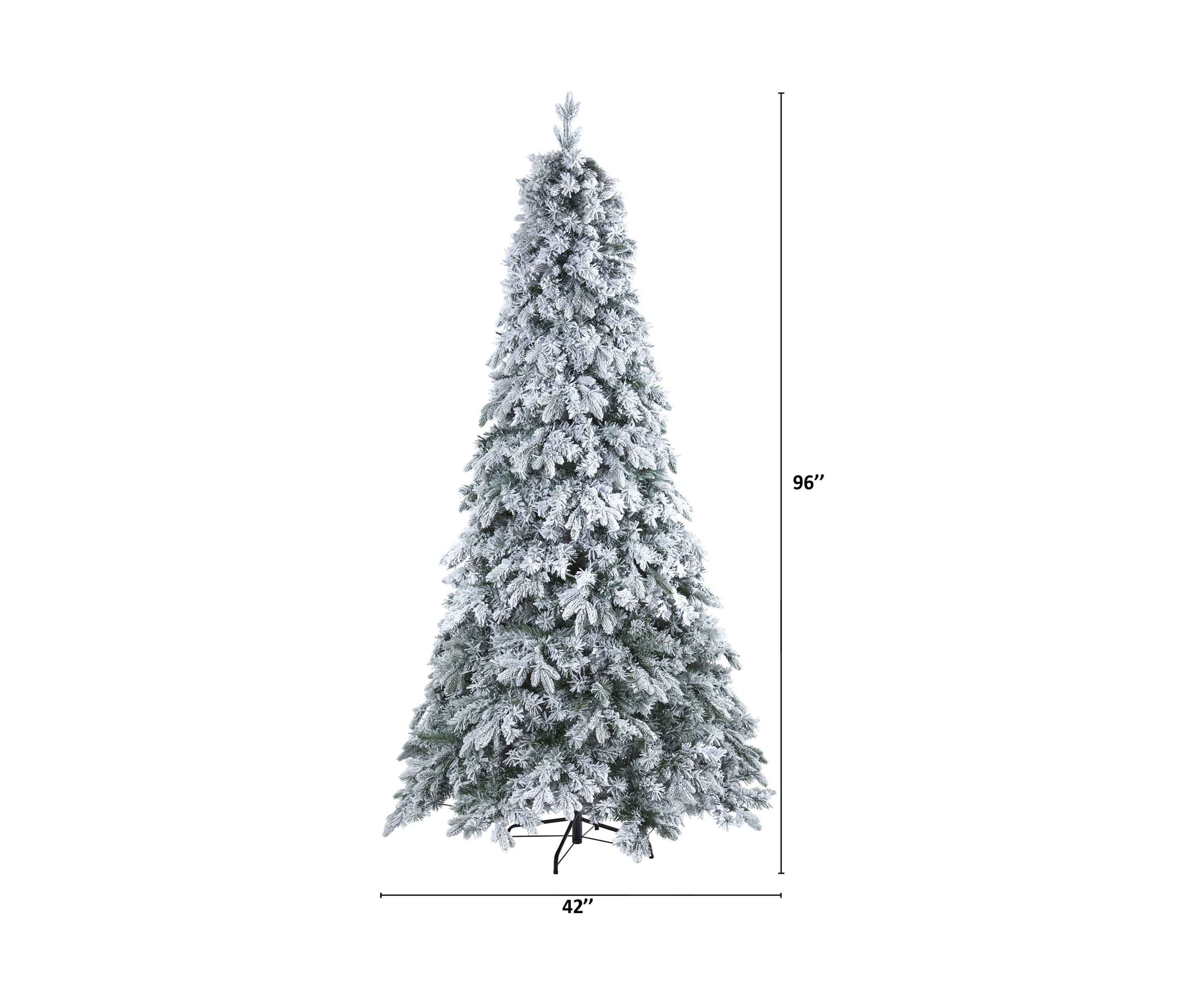 8 Foot Flocked Vermont Mixed Pine Artificial Christmas Tree with 600 LED Lights