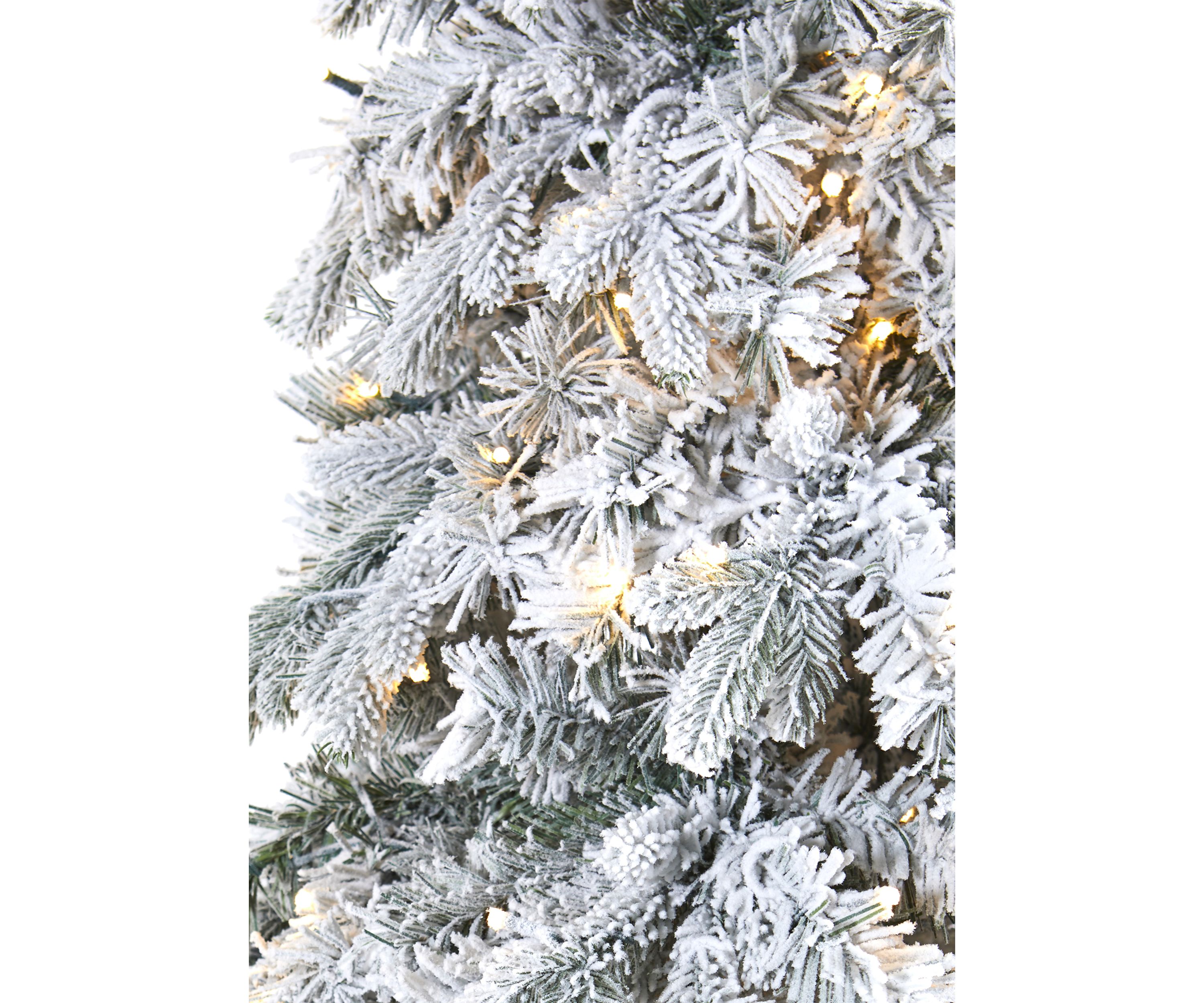 8 Foot Flocked Vermont Mixed Pine Artificial Christmas Tree with 600 LED Lights