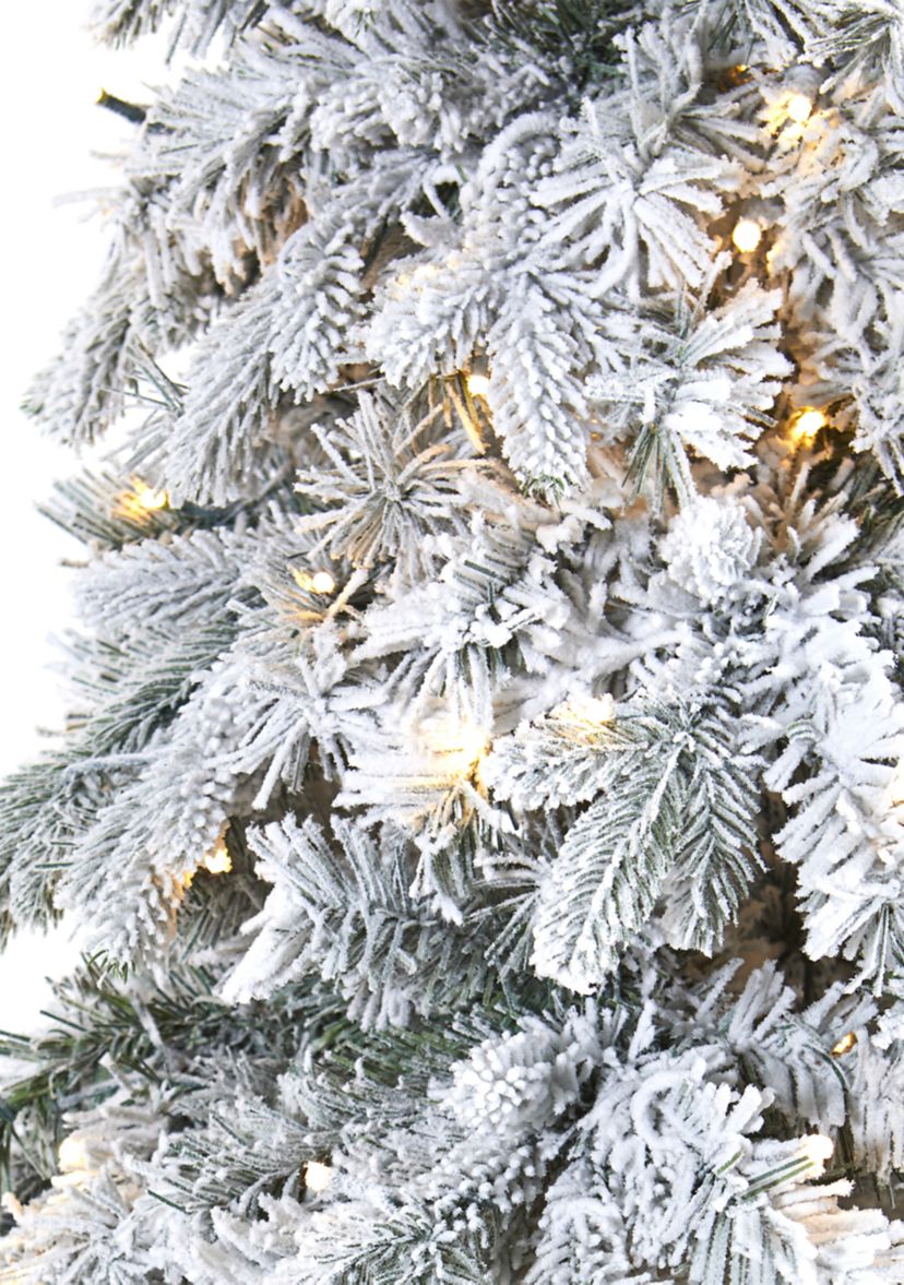 8 Foot Flocked Vermont Mixed Pine Artificial Christmas Tree with 600 LED Lights