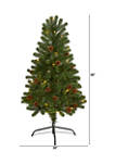 4 Foot Rocky Mountain Spruce Artificial Christmas Tree with Pinecones and 70 Warm White LED Lights