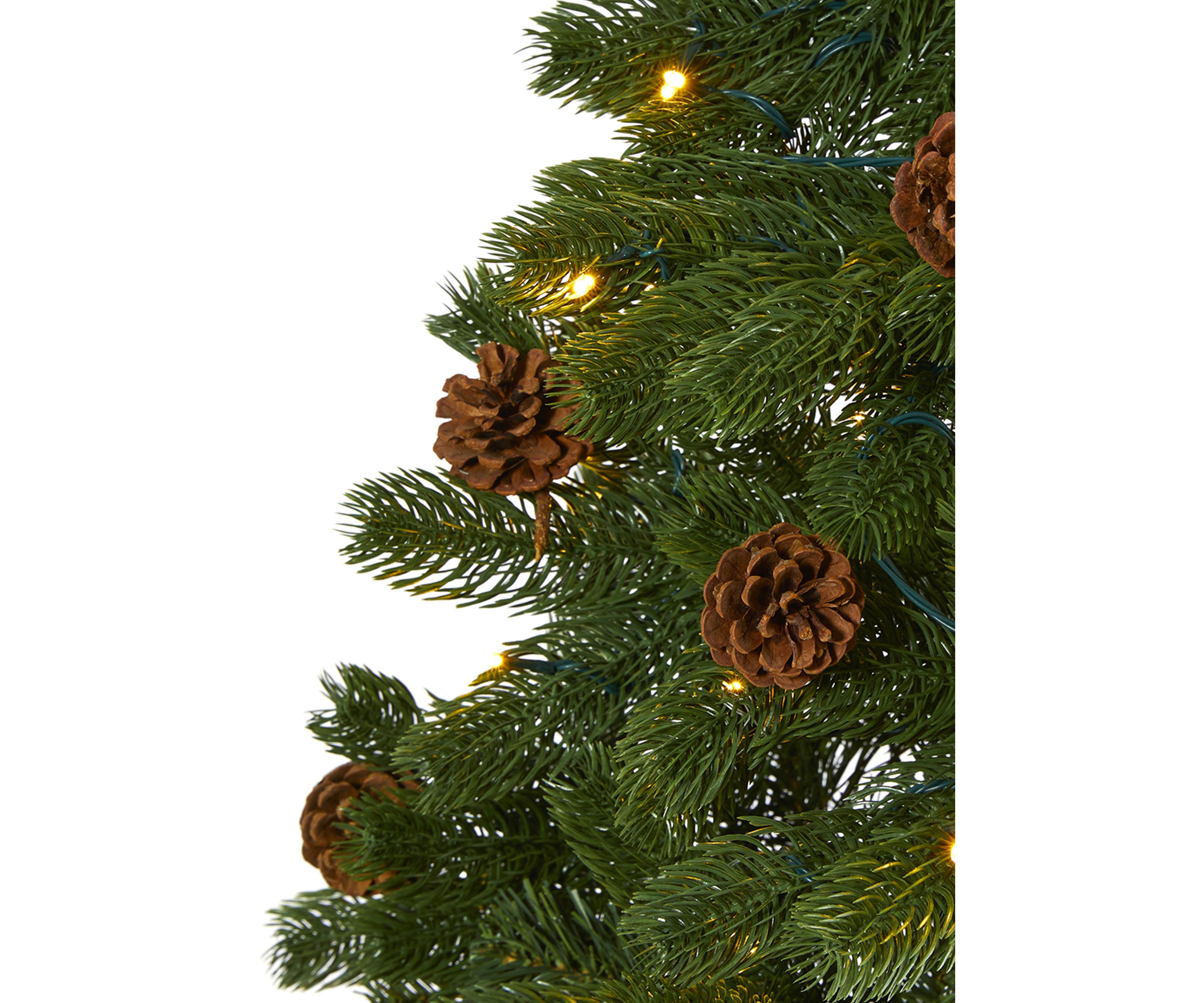 6 Foot Rocky Mountain Spruce Artificial Christmas Tree with Pinecones and 250 Clear LED Lights