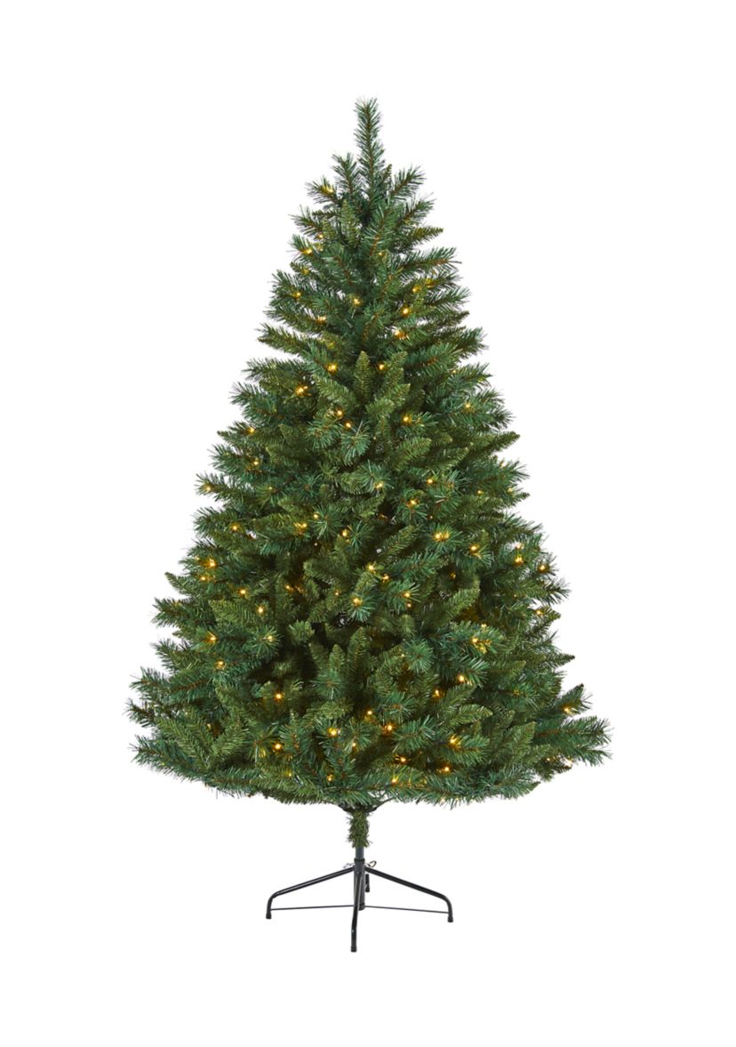 6 Foot Rocky Mountain Mixed Pine Artificial Christmas Tree with 300 LED Lights