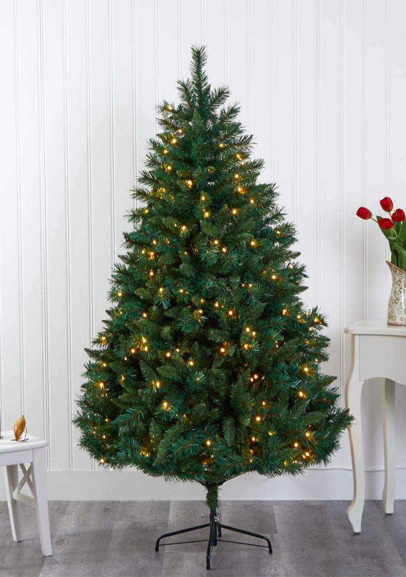 6 Foot Rocky Mountain Mixed Pine Artificial Christmas Tree with 300 LED Lights