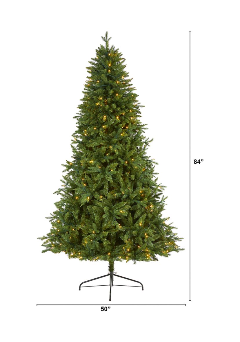 7 Foot New Hampshire Fir Artificial Christmas Tree with 450 Clear LED Lights