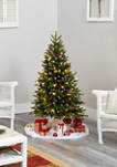 4 Foot Snow Tipped Portland Spruce Artificial Christmas Tree with Frosted Berries and Pinecones with 100 Clear LED Lights