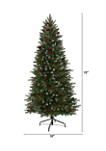 6 Foot Snow Tipped Portland Spruce Artificial Christmas Tree with Frosted Berries and Pinecones with 300 Clear LED Lights