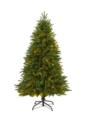 Nearly Natural 5 Foot Sun Valley Fir Artificial Christmas Tree with 200 Clear LED Lights, Green