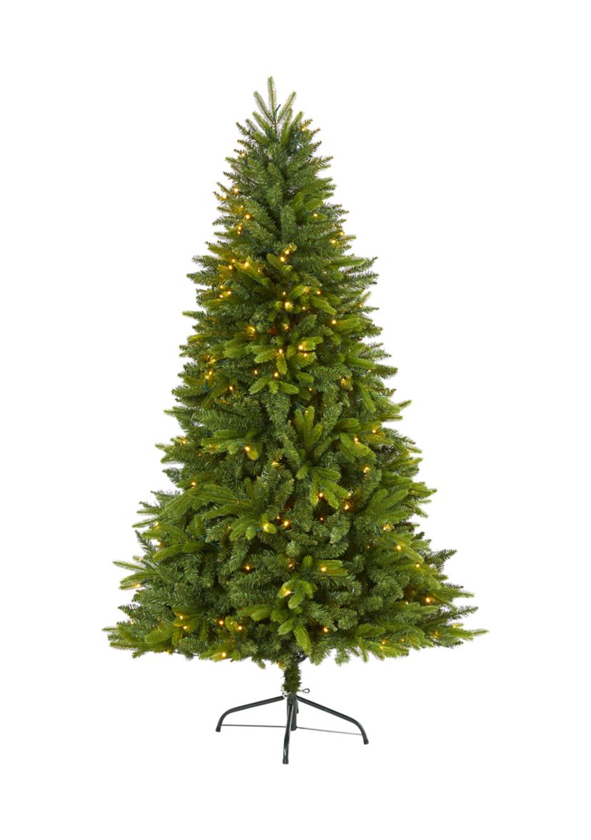 6 Foot Sun Valley Fir Artificial Christmas Tree with 300 Clear LED Lights
