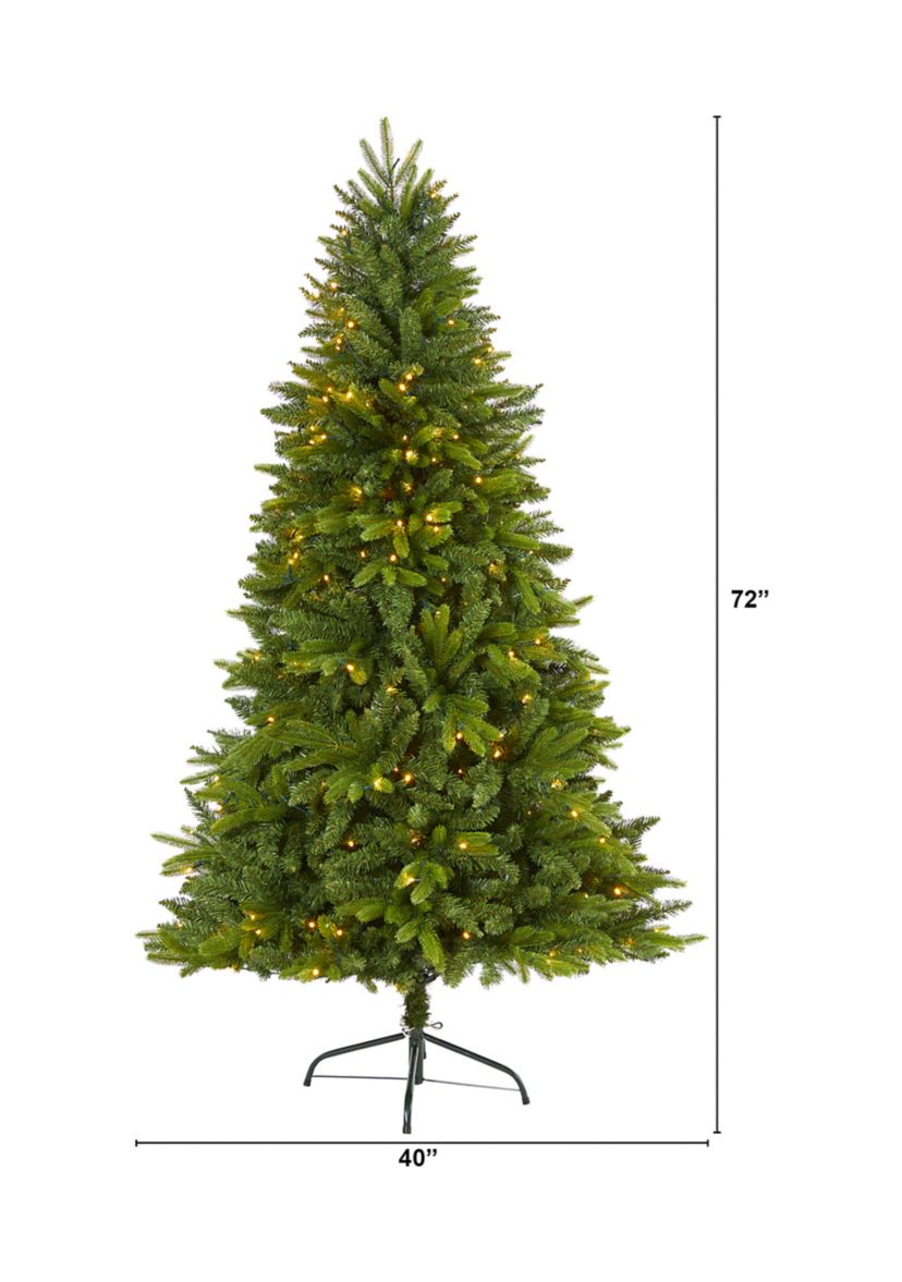 6 Foot Sun Valley Fir Artificial Christmas Tree with 300 Clear LED Lights
