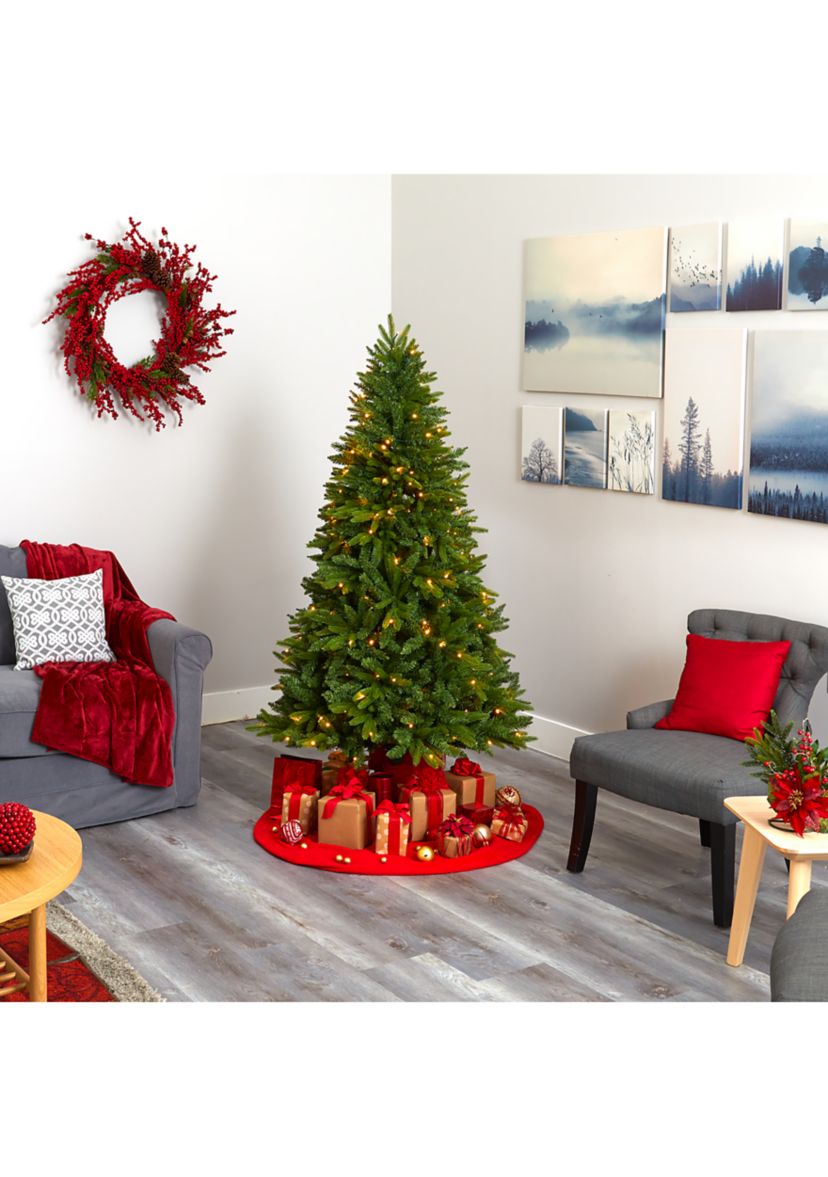6 Foot Sun Valley Fir Artificial Christmas Tree with 300 Clear LED Lights