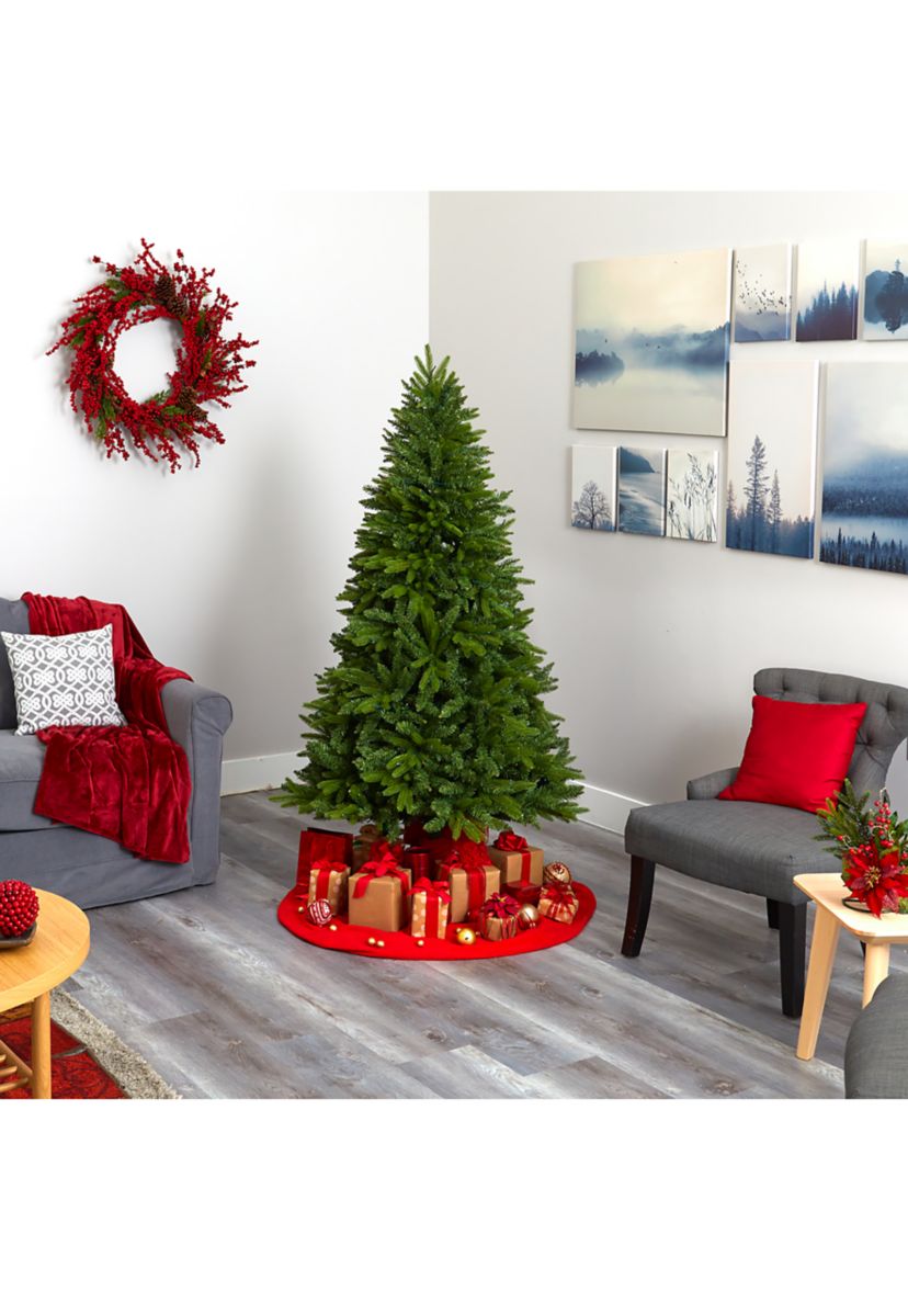 6 Foot Sun Valley Fir Artificial Christmas Tree with 300 Clear LED Lights