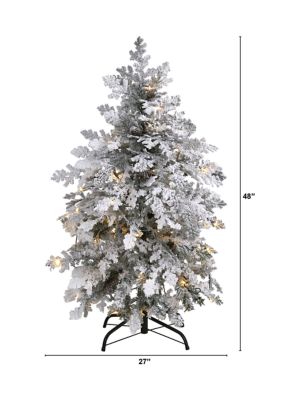 4-Foot Flocked Montana Down Swept Spruce Artificial Christmas Tree with 70 Clear LED Lights