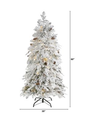 Foot Flocked Montana Down Swept Spruce Artificial Christmas Tree with Clear LED Lights