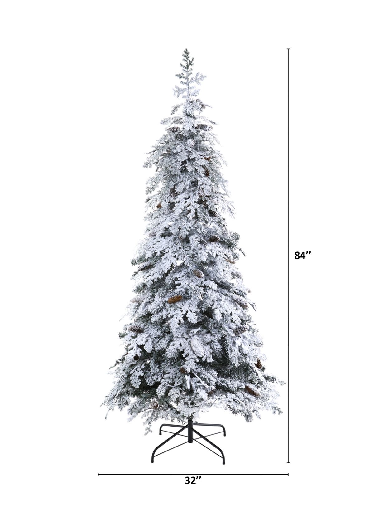 7 Foot Flocked Montana Down Swept Spruce Artificial Christmas Tree with Pinecones and 400 LED Lights