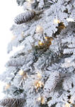7 Foot Flocked Montana Down Swept Spruce Artificial Christmas Tree with Pinecones and 400 LED Lights