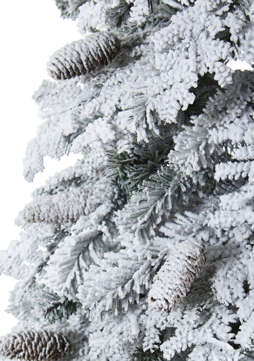 7 Foot Flocked Montana Down Swept Spruce Artificial Christmas Tree with Pinecones and 400 LED Lights