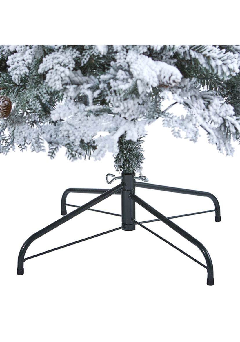 7 Foot Flocked Montana Down Swept Spruce Artificial Christmas Tree with Pinecones and 400 LED Lights