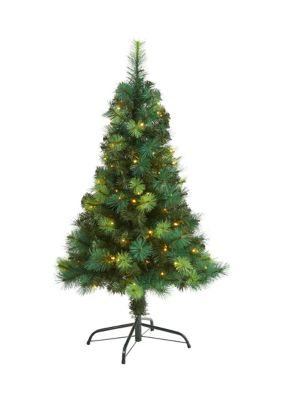 Nearly Natural 4-Foot Assorted Green Scotch Pine Artificial Christmas Tree with 70 LED Lights -  0192897242844