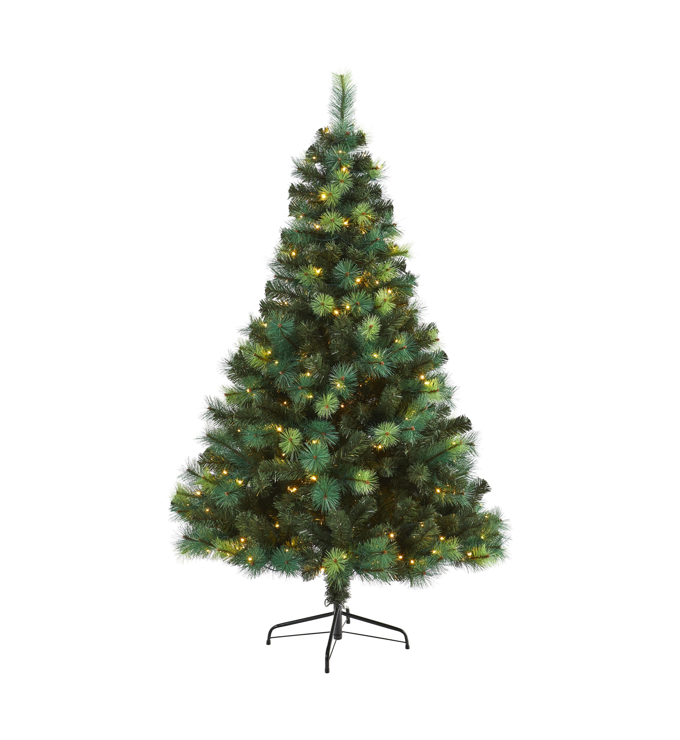6 Foot Assorted Green Scotch Pine Artificial Christmas Tree with 250 LED Lights