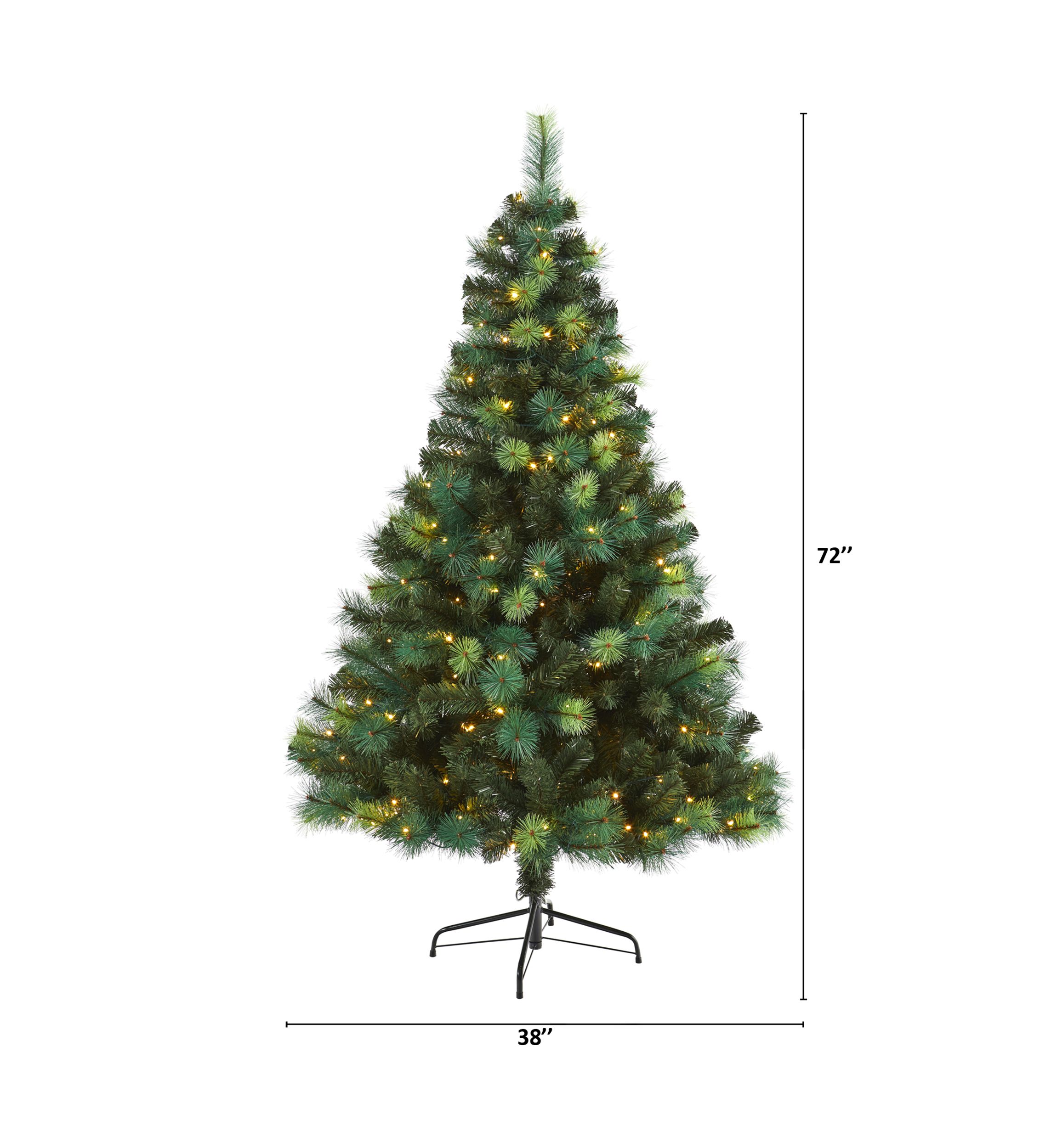 6 Foot Assorted Green Scotch Pine Artificial Christmas Tree with 250 LED Lights