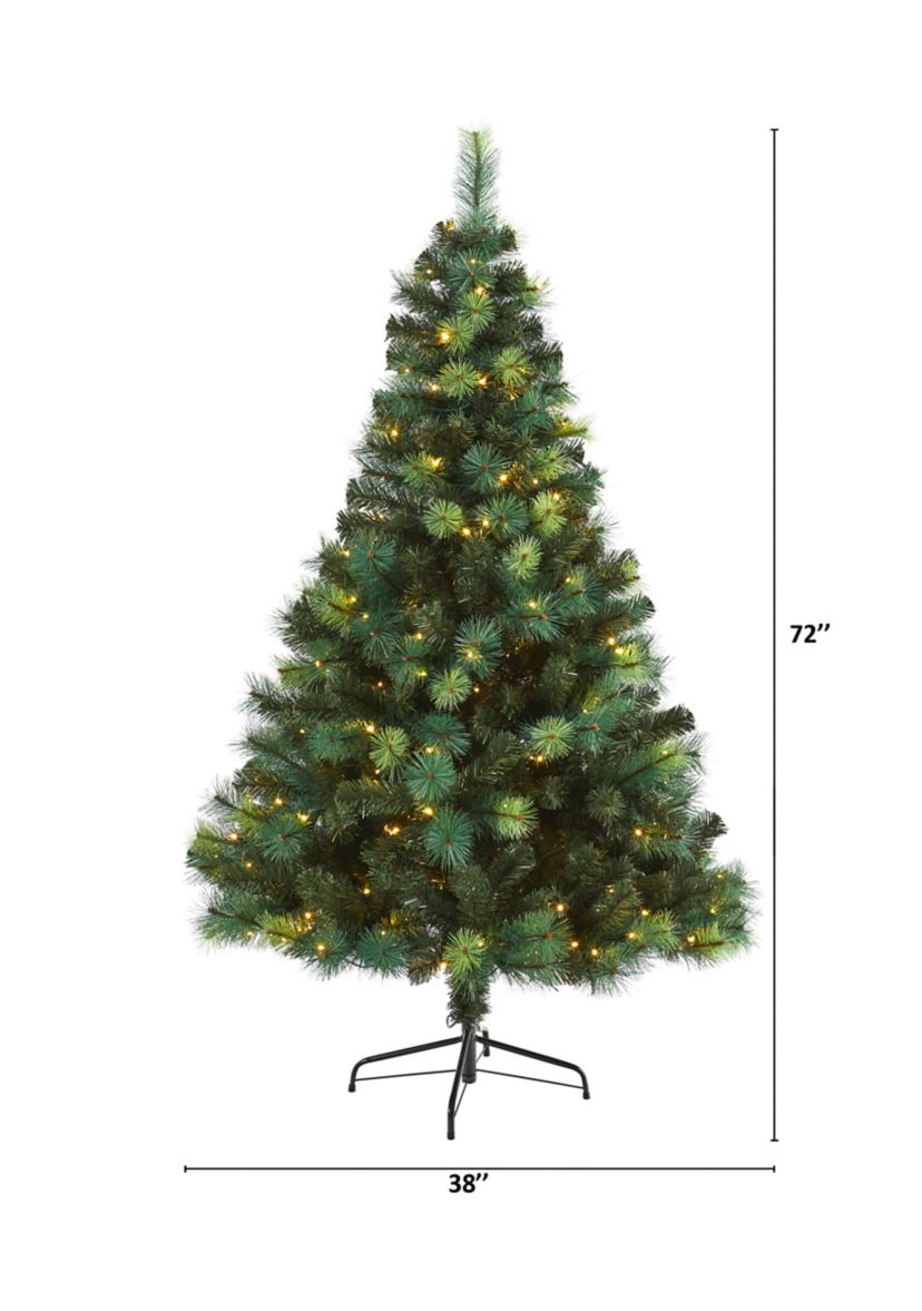 6 Foot Assorted Green Scotch Pine Artificial Christmas Tree with 250 LED Lights