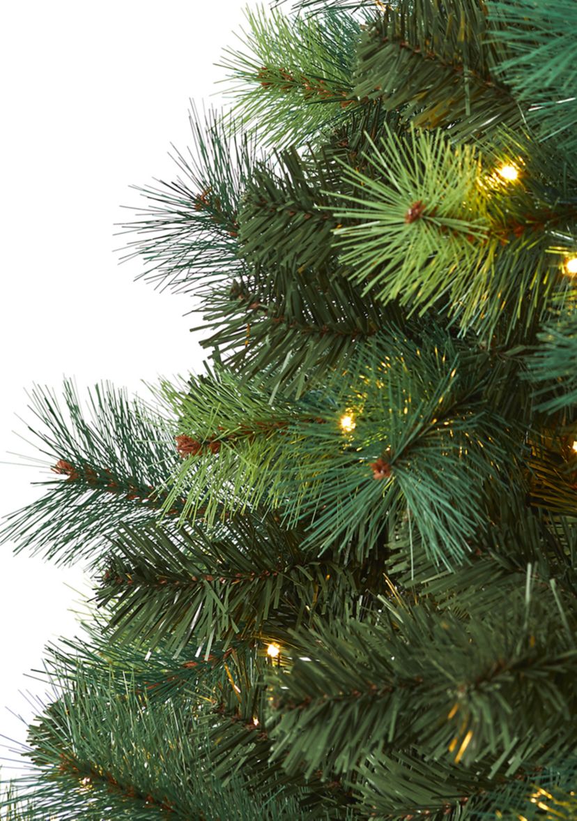 6 Foot Assorted Green Scotch Pine Artificial Christmas Tree with 250 LED Lights