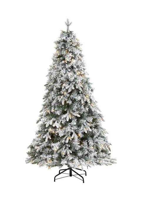 5 Foot Flocked Vermont Mixed Pine Artificial Christmas Tree with 150 Clear LED Lights