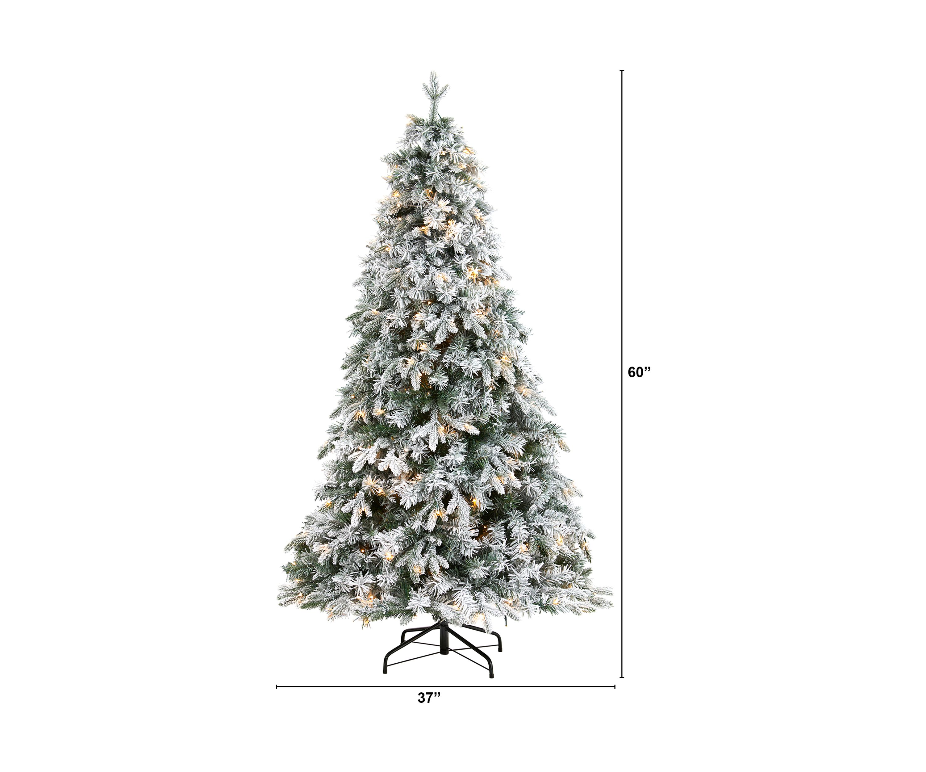 5 Foot Flocked Vermont Mixed Pine Artificial Christmas Tree with 150 Clear LED Lights